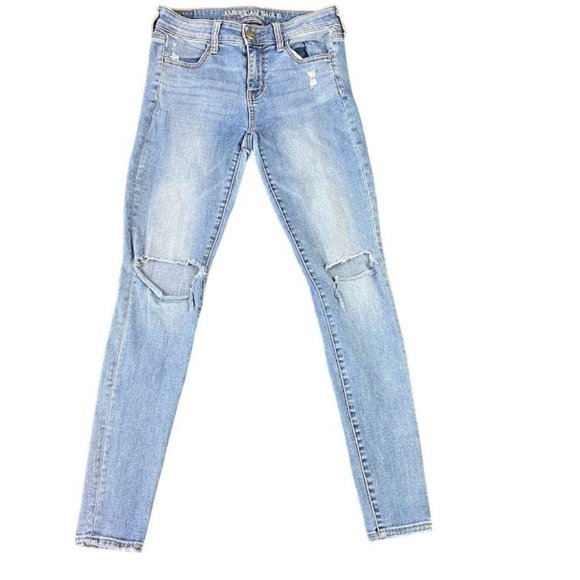 American Eagle Super Stretch X Mid Rise Jegging Busted Knees Sz. 4 w/ 29" Inseam - Picture 1 of 10